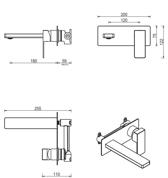 Aleko Project Wall-Spout Combo – TRIM KIT ONLY