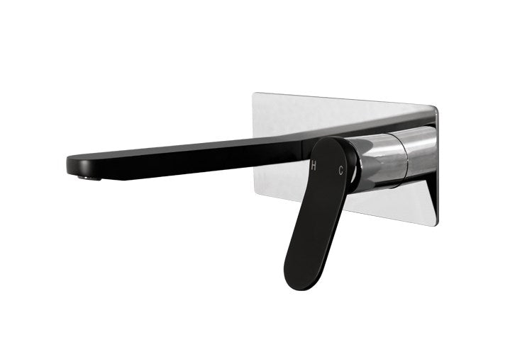 Liberty Wall Basin Set Matte Black & Chrome