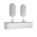 Petra Wall Hung Curving V Groove Matte White Finger Pull Cabinet