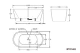 OSLO Freestanding Bathtub-BTO1400