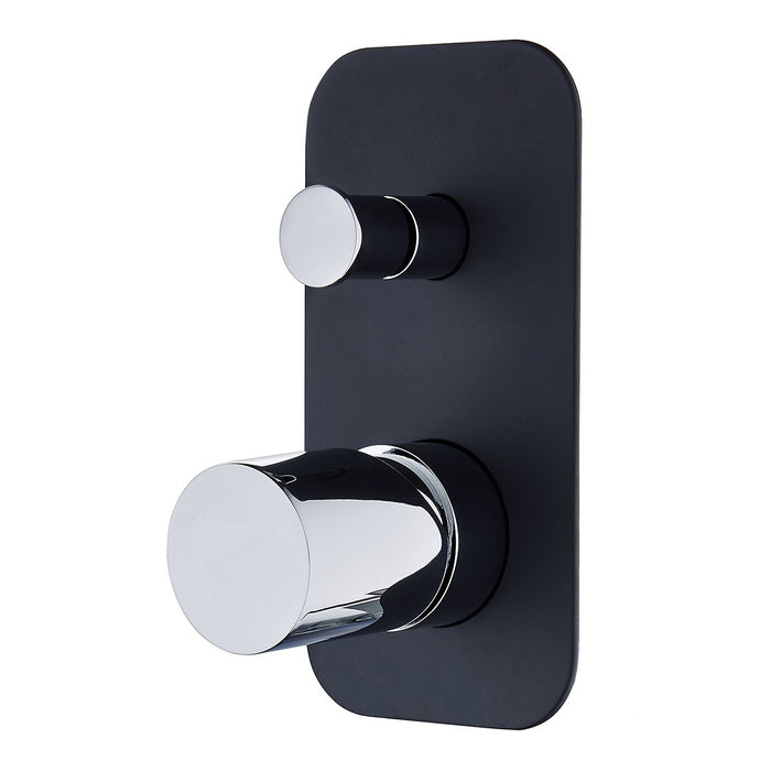 Shower / Bath Mixer with Diverter - 'Zenon' - Black and Chrome